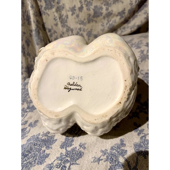VTG Norcrest Golden Dogwood Swans Lusterware Planter - Picture 10 of 10